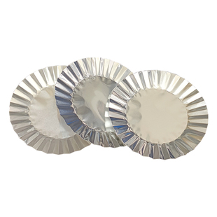 K102烘培蛋糕锡纸托圆形模具锡纸垫铝箔猪扒包热狗西点垫面包纸托