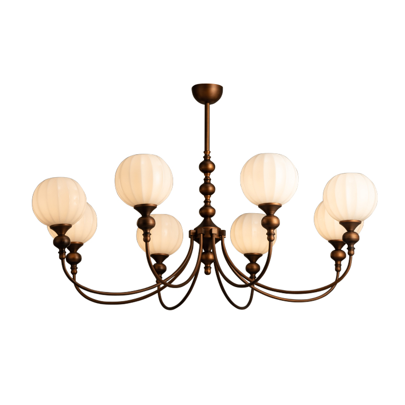 法式复古中古客厅吊灯新中式美式白玉玻璃大厅主灯卧室餐厅书房灯