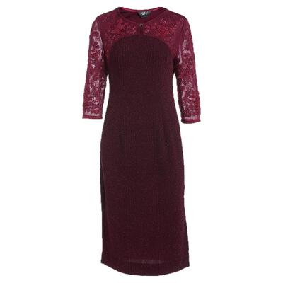 简爱诺红色婚庆半袖弹力连衣裙