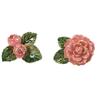 Palnart poc粉色花骨朵椿花山茶花夏天清新百搭ins不对称耳钉耳环