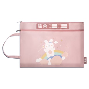 卡通帆布手提袋双层大容量防水加厚小学生学科科目分类文件袋小学儿童学习牛津布拉链语文作业袋文具收纳书袋