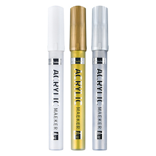 touch color白色高光笔丙烯马克笔防水不掉色金属油漆笔银色记号笔美术专用儿童diy涂鸦勾线笔小学生幼儿园