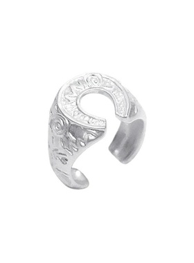 马蹄形雕花U形开口戒指女