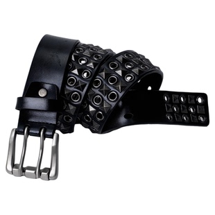 PunkFK皮带重工牛皮三排扣铆钉腰带朋克摇滚暗黑先锋新品男女同款