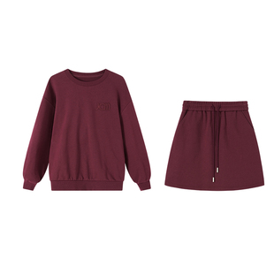 Jamor时尚套装安哥拉红卫衣套装2025春装新款卫衣半裙两件套加墨