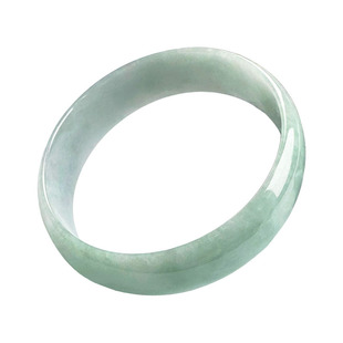 翡翠林 秀气天然浅绿小圈口翡翠手镯50 缅甸玉镯子冰糯种公主镯51