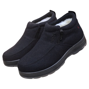 老北京布鞋男冬季加绒保暖老年人爷爷棉鞋加厚防滑老头爸爸羊毛鞋