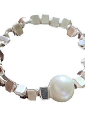 古里雅碎银子珍珠戒指高级感