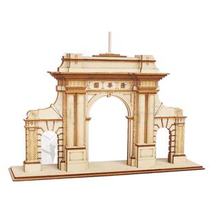 清华园古国风建筑木模型手工拼装拼图木制清华著名大学二校门DIY