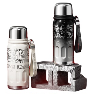 GERM凯斯哈林保温杯女不锈钢运动便携水杯子男生上学专用2024新款