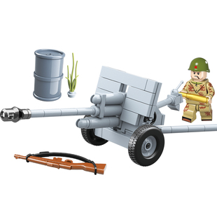 二战大炮榴弹模型基地牵引车德八路军男孩子儿童玩具礼物拼装积木