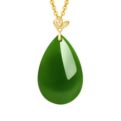 印象眸18K金镶和田玉碧玉水滴
