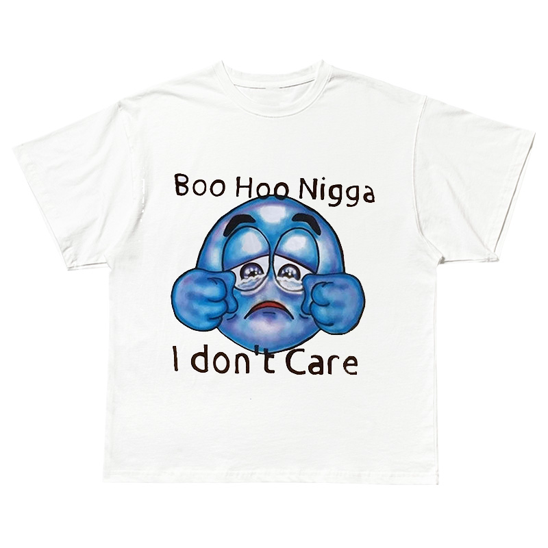 BooHoo Nigga卡通短袖T恤街头潮流vintage古着潮流落肩原宿风半袖