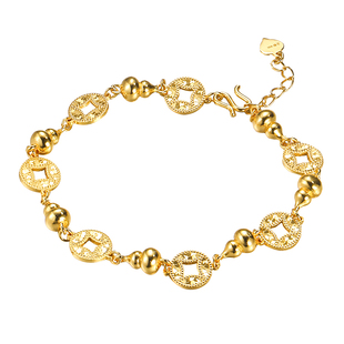 九乐足银999银手链女葫芦钱币金色手链碎冰冰钱币手链送女友礼物