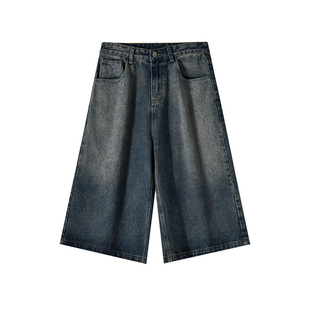 lemanism美式潮流水洗牛仔短裤男款2026夏季新款情侣款休闲七分裤