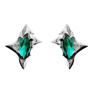 纯银耳钉男士绿宝石小众独特轻奢耳环男生不规则祖母绿养耳洞耳饰
