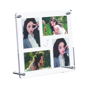 亚克力小卡展示架4九宫格凹槽摆台3寸卡牌收纳明星拍立得照片相框