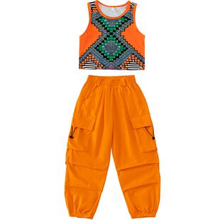 儿童爵士舞服装女童嘻哈街舞套装露脐装走秀JAZZ演出服炸街潮服夏