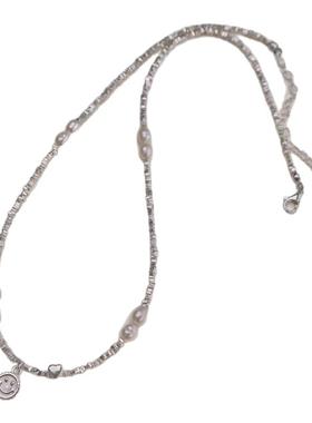 珍珠爱心碎银项链女配饰2025新款