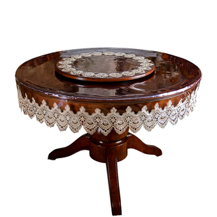 PVC圆桌布 防水防油防滑软玻璃桌垫蕾丝圆茶几台布透明圆桌布套罩