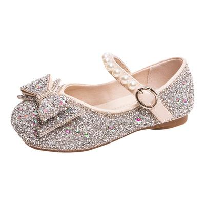 女童爱莎闪闪公主鞋2025新款春秋季儿童水晶鞋女宝宝单鞋舞蹈皮鞋