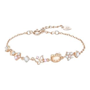 潮色绘x三丽鸥HelloKitty手链女生925纯银小众kt猫情人节生日礼物