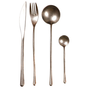 复古做旧刀叉勺餐具304不锈钢露营牛排水果叉甜品叉子勺子汤勺