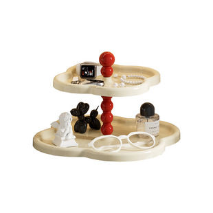 三层桌面置物架玄关收纳架塑料小物品整理架装饰蛋糕点心中古桌面