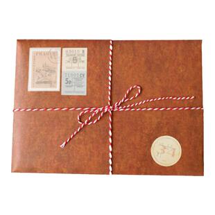 粉若卡铺 做旧复古英伦zakka牛皮纸A5信封信纸邮票套装