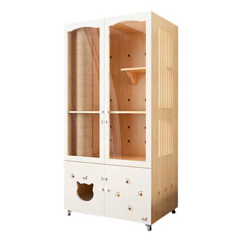 CatS猫家具 高端家用隔离柜猫柜 钢化玻璃木制透气猫笼猫别墅