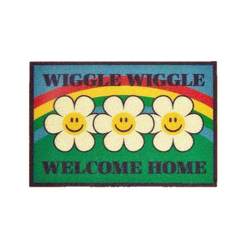 原单wiggle超可爱笑脸花小熊防滑浴室入户门榻榻米地垫地毯