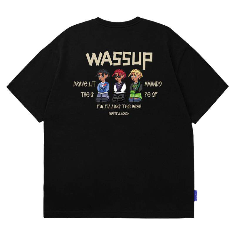 WASSUP潮牌短袖男女同款纯棉