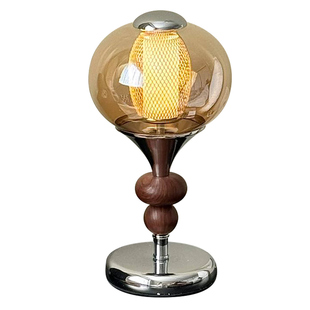 包豪斯充电台灯胡桃触摸开关卧室书房床头灯高级无线复古小夜灯