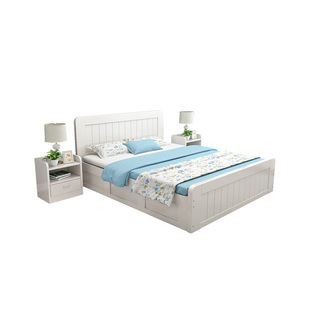 实木床1.8米双人床现代简约主卧软包气压床单人1.5m高箱床储物床