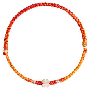 极细幸运925银四叶草手链高颜值闺蜜情侣手工编织绳黄金配饰手串