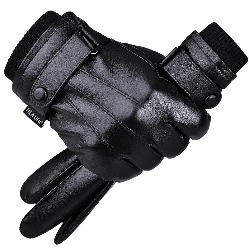 海澜之家皮手套男士冬季骑行加绒保暖防风触屏摩托车电动车骑车女