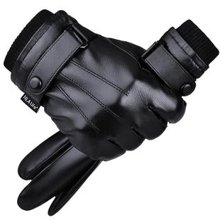 海澜之家皮手套男士冬季骑行加绒保暖防风触屏摩托车电动车骑车女
