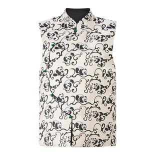 T&A天嘉爱华裳系列桑蚕丝提花熊猫云气纹织锦马甲精致新款女国风