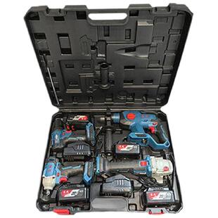 锂电四件套工具箱充电电锤电动扳手角磨机电钻套装两/三/件套塑箱