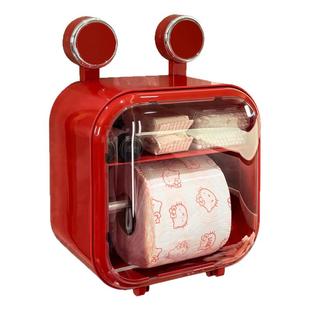 吸盘卫生间纸巾盒壁挂式免打孔卷纸收纳放置盒浴室厕所厕纸抽纸盒