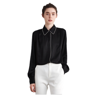 黑色宽松衬衫夏季气质法式衬衣2025年新款女款时尚洋气秋季黑上衣