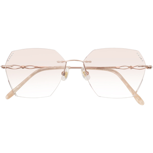 切边无框眼镜女近视可配有度数无边框镶钻眼睛素颜神器平光渐进色