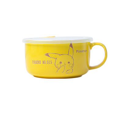 顺祥陶瓷皮卡丘泡面碗可爱带盖