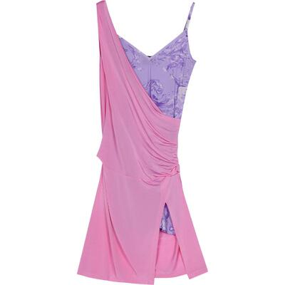 【季末优惠】VERSACE JEANS COUTURE 女士印花垂褶迷笛连衣裙