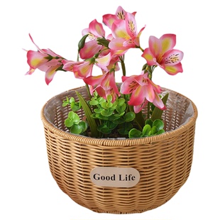 仿藤编织花盆收纳花篮插花手提篮子鲜花花艺绿植盆栽肉肉绿萝盆