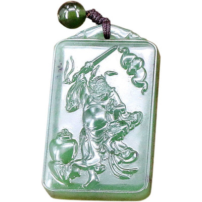 钟馗王灵官吊坠保真泰山碧玉