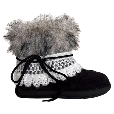 毛毛雪地靴2025冬季加绒保暖短靴