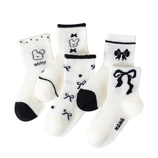 女童袜子春夏季薄款纯棉儿童韩版蝴蝶结网眼袜女孩宝宝透气中筒袜