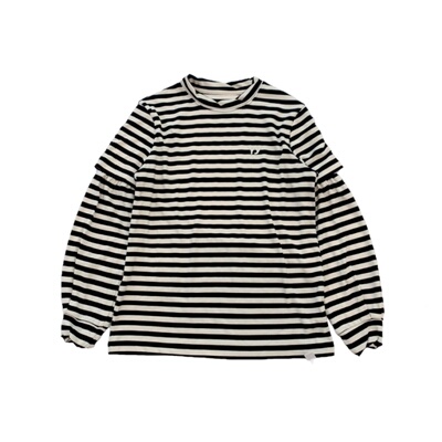 小众OPEN刺绣字母圆领长袖T恤ins