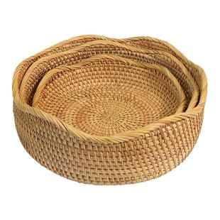 藤编水果篮手工编织篮收纳筐托盘置收纳物酒店筐创意桌面客厅